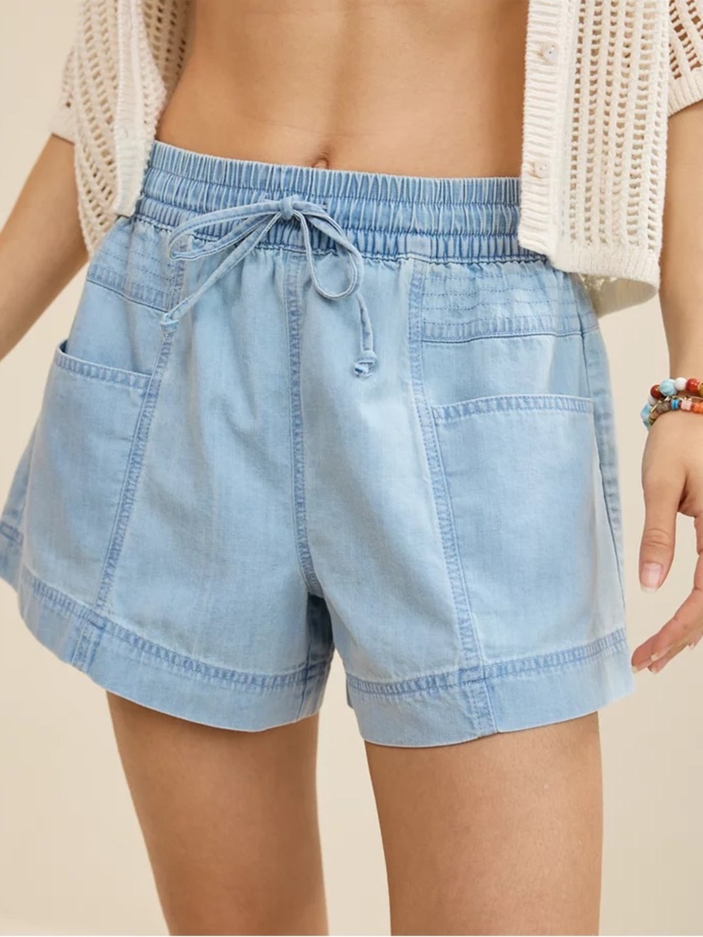 Aerie Woven High Rise Pull-On Short - Pale Blue ( stock photo not exact )